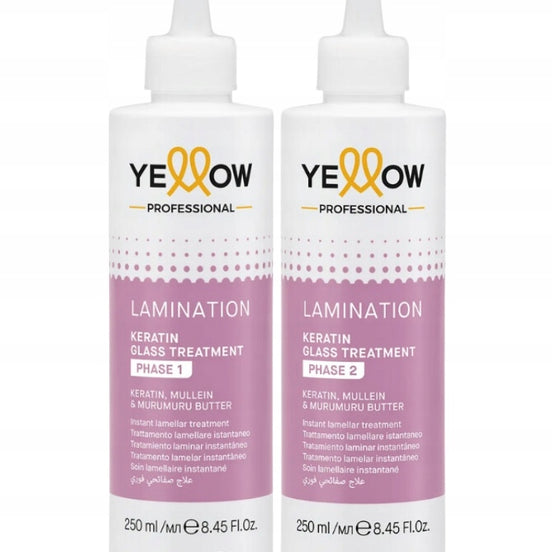 Yellow Lamination Keratin Glass Treatment pasos 1 y 2