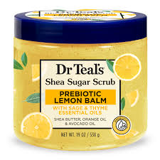 Dr Teals Prebiotic Lemon Balm Shea Sugar Scrub 538g